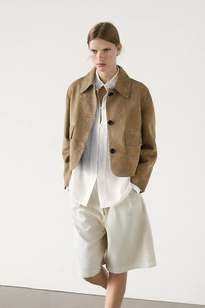 Chaqueta de piel de serraje