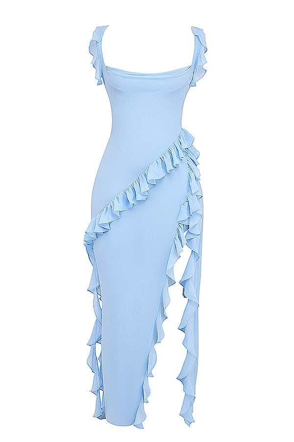 DALILA | VESTIDO LARGO CON VOLANTES