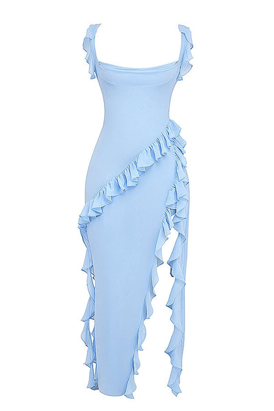DALILA | VESTIDO LARGO CON VOLANTES
