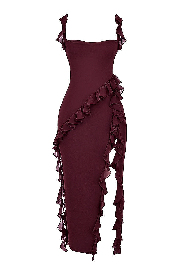 DALILA | VESTIDO LARGO CON VOLANTES