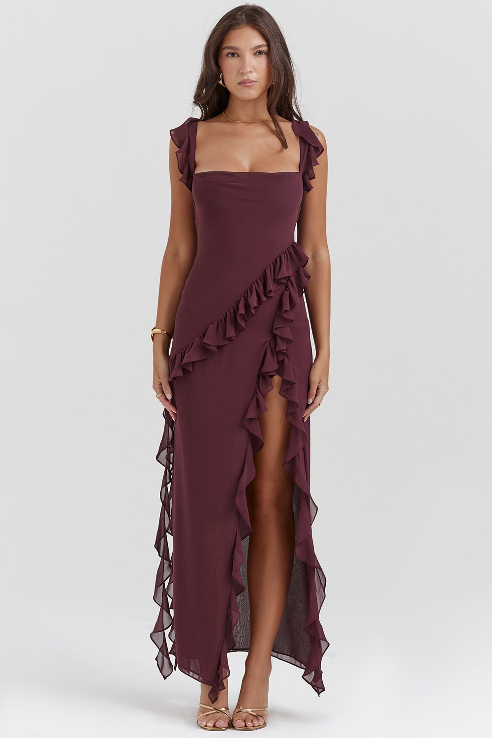 DALILA | VESTIDO LARGO CON VOLANTES