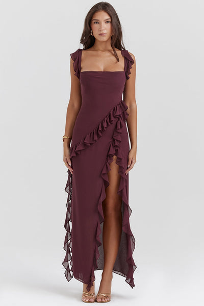 DALILA | VESTIDO LARGO CON VOLANTES