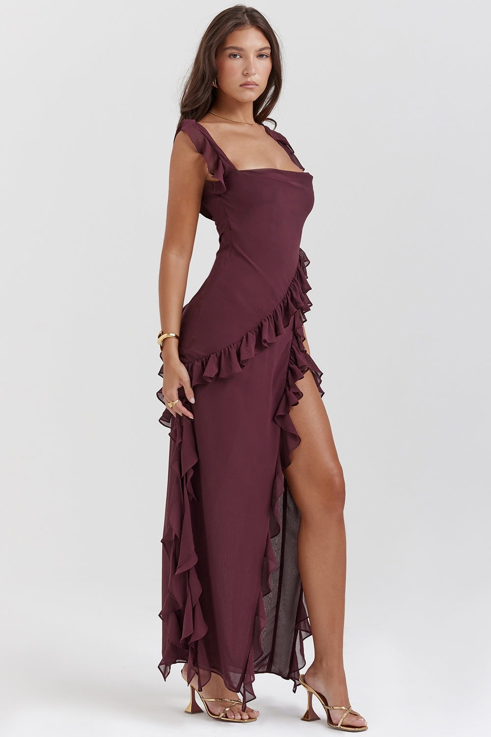 DALILA | VESTIDO LARGO CON VOLANTES