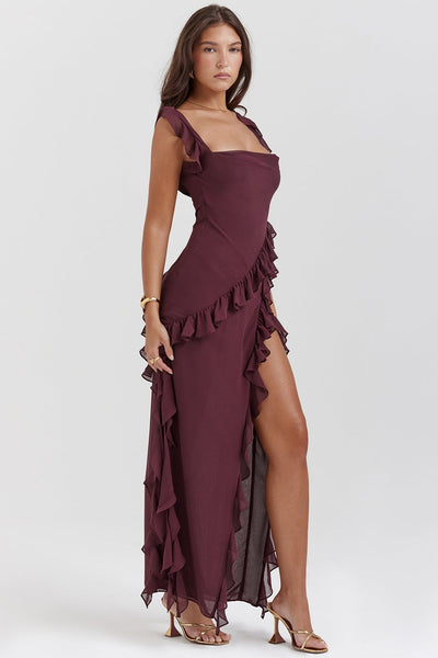 DALILA | VESTIDO LARGO CON VOLANTES