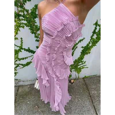 OLAYA | VESTIDO LARGO CON VOLANTES