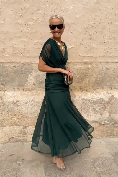 ALMA | VESTIDO LARGO CON CUELLO EN V