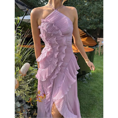 OLAYA | VESTIDO LARGO CON VOLANTES