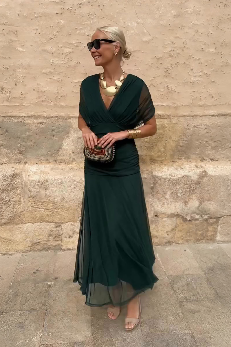 ALMA | VESTIDO LARGO CON CUELLO EN V