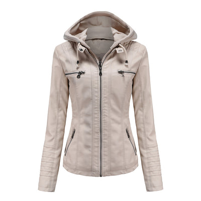 JIMENA - CHAQUETA DE PIEL CON CAPUCHA
