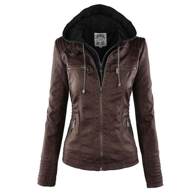 JIMENA - CHAQUETA DE PIEL CON CAPUCHA