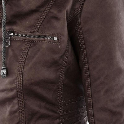 JIMENA - CHAQUETA DE PIEL CON CAPUCHA