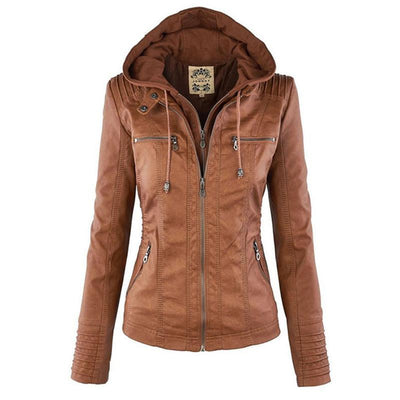 JIMENA - CHAQUETA DE PIEL CON CAPUCHA