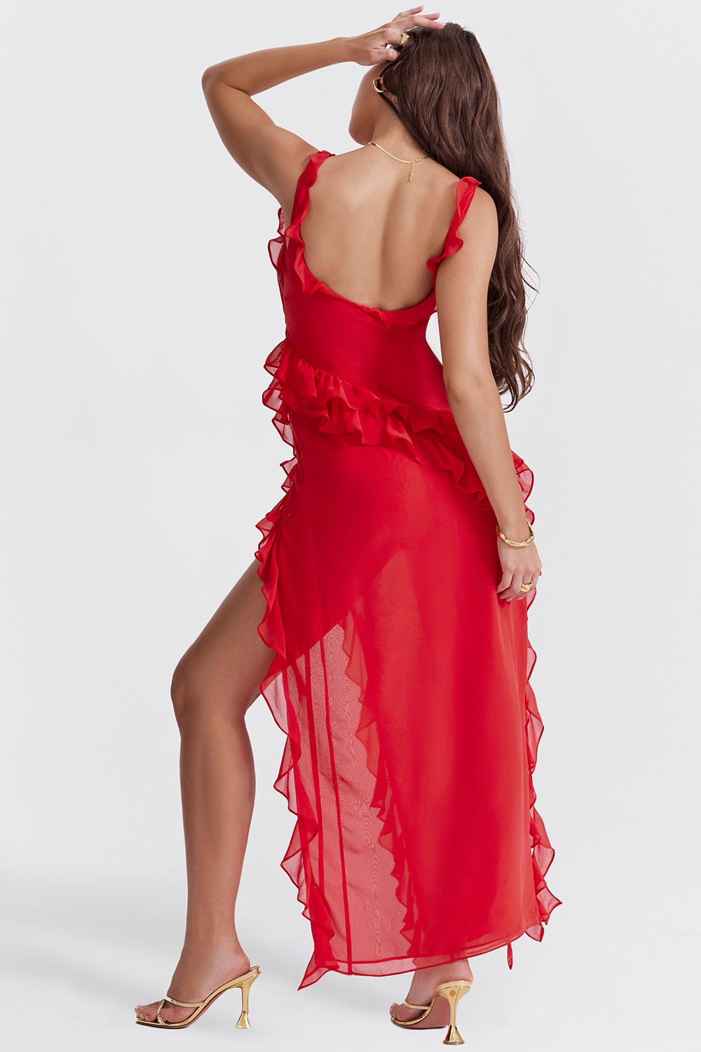 DALILA | VESTIDO LARGO CON VOLANTES