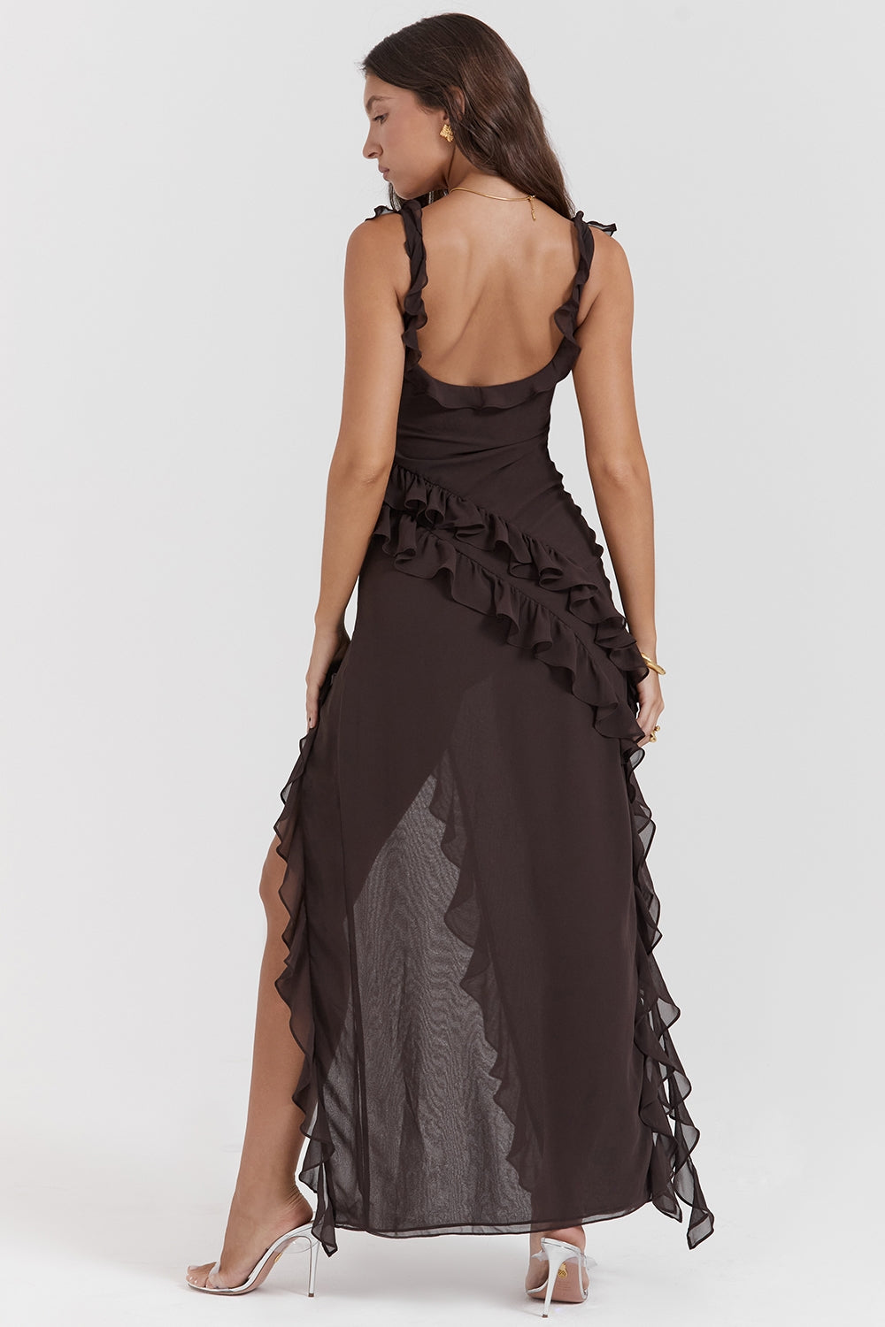 DALILA | VESTIDO LARGO CON VOLANTES