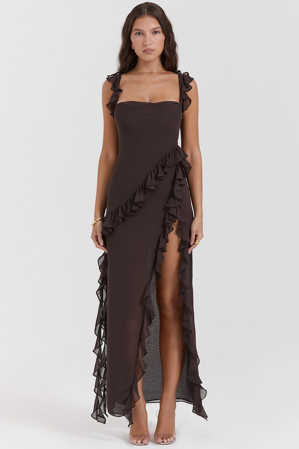 DALILA | VESTIDO LARGO CON VOLANTES