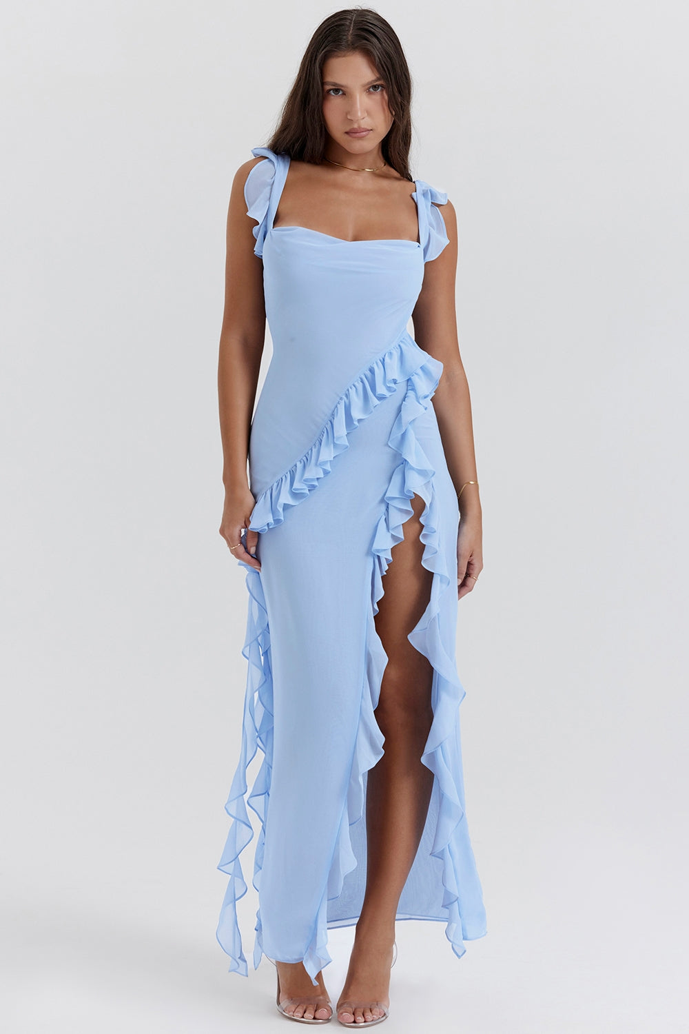 DALILA | VESTIDO LARGO CON VOLANTES