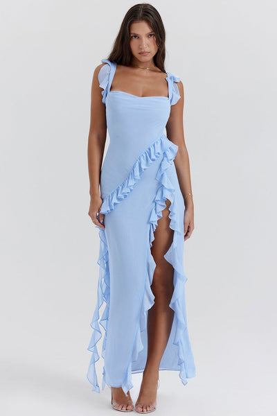 DALILA | VESTIDO LARGO CON VOLANTES