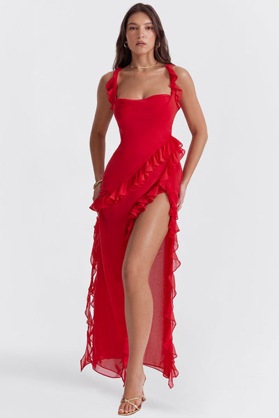 DALILA | VESTIDO LARGO CON VOLANTES