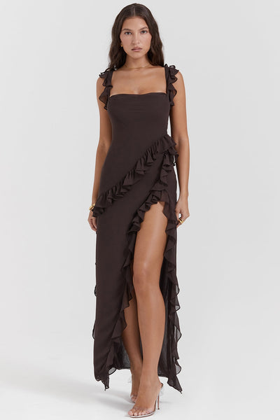 DALILA | VESTIDO LARGO CON VOLANTES