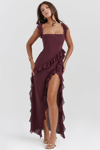 DALILA | VESTIDO LARGO CON VOLANTES