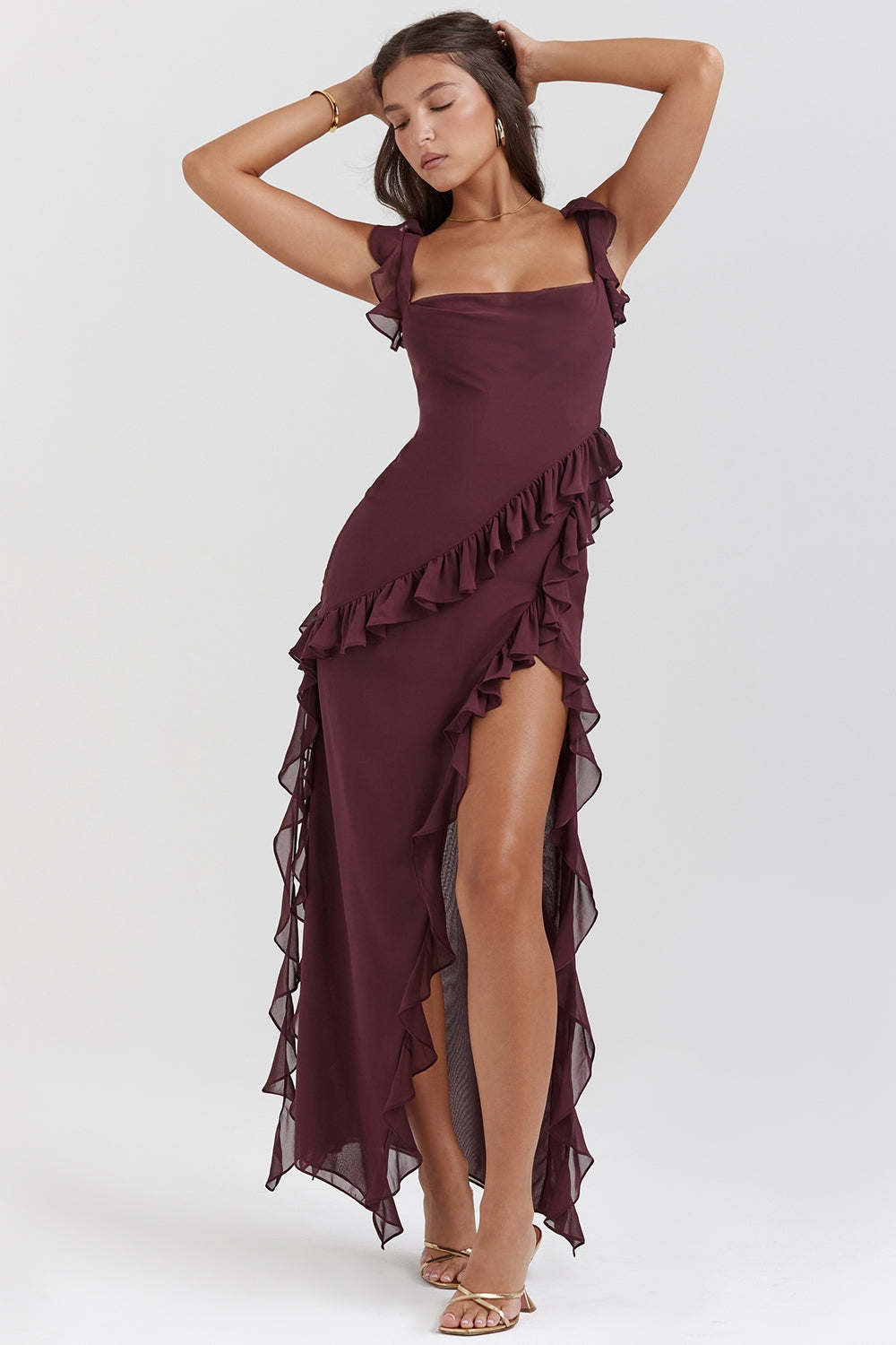 DALILA | VESTIDO LARGO CON VOLANTES