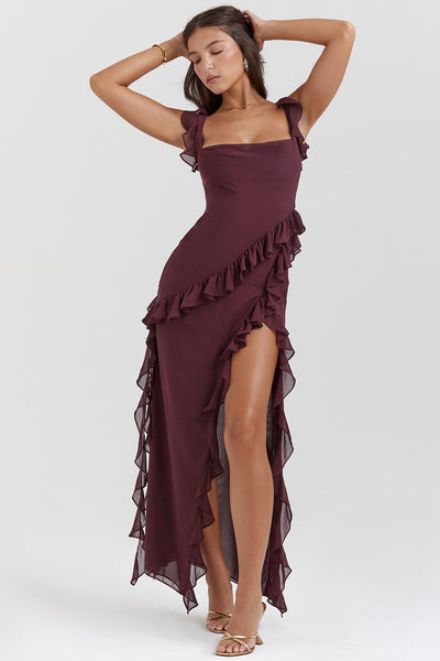 DALILA | VESTIDO LARGO CON VOLANTES