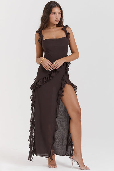 DALILA | VESTIDO LARGO CON VOLANTES