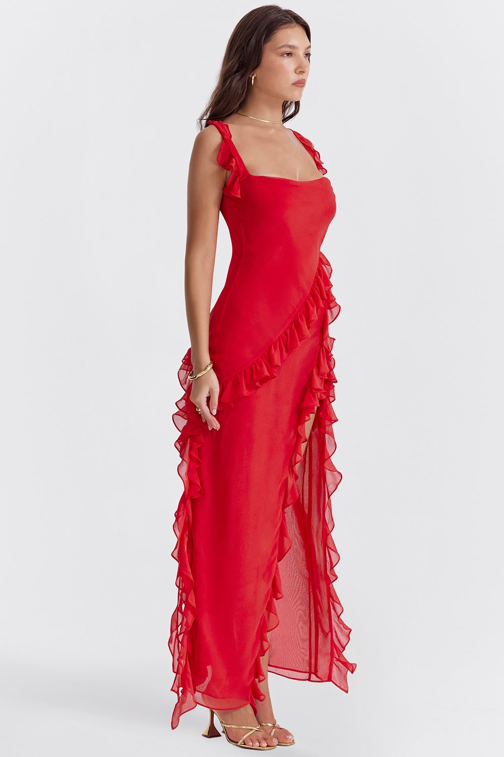 DALILA | VESTIDO LARGO CON VOLANTES