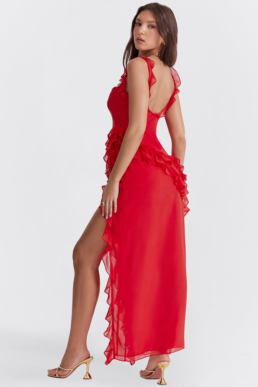 DALILA | VESTIDO LARGO CON VOLANTES