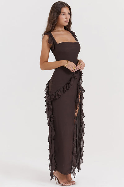 DALILA | VESTIDO LARGO CON VOLANTES