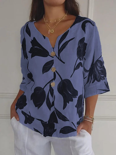 Camila - Camisa estampada con cuello en V