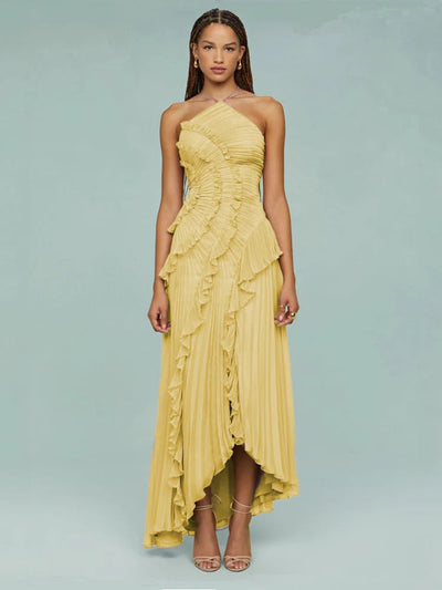 OLAYA | VESTIDO LARGO CON VOLANTES