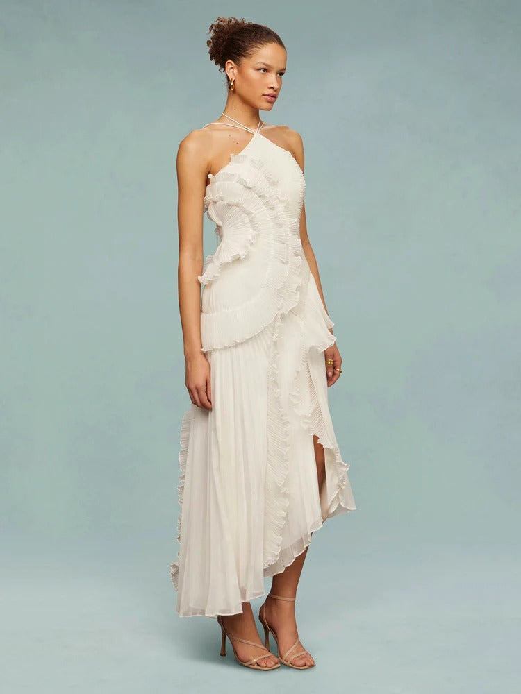 OLAYA | VESTIDO LARGO CON VOLANTES