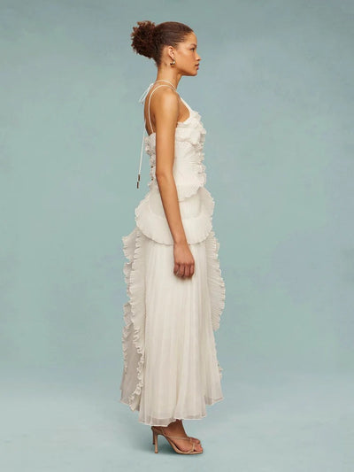 OLAYA | VESTIDO LARGO CON VOLANTES