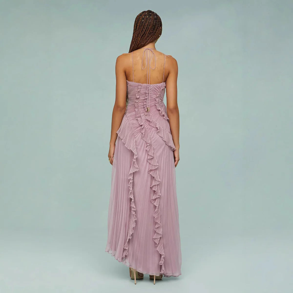 OLAYA | VESTIDO LARGO CON VOLANTES