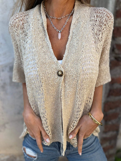 Top de crochet de manga corta