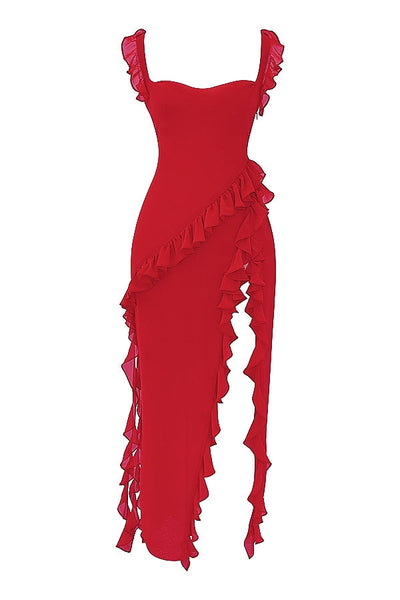 DALILA | VESTIDO LARGO CON VOLANTES