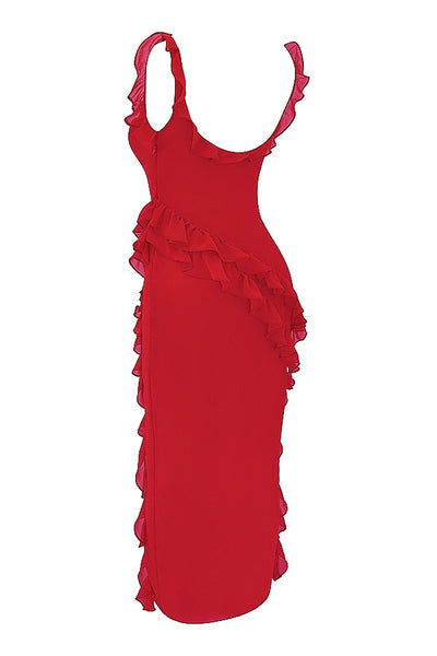 DALILA | VESTIDO LARGO CON VOLANTES