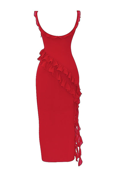 DALILA | VESTIDO LARGO CON VOLANTES