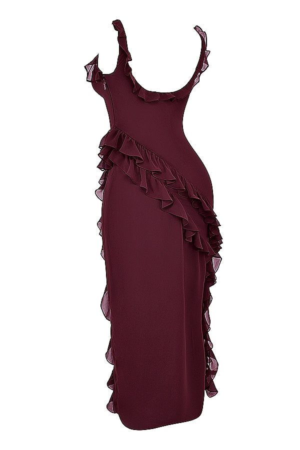 DALILA | VESTIDO LARGO CON VOLANTES