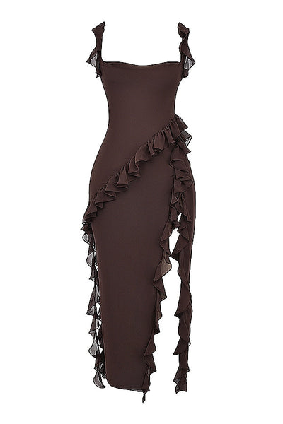 DALILA | VESTIDO LARGO CON VOLANTES