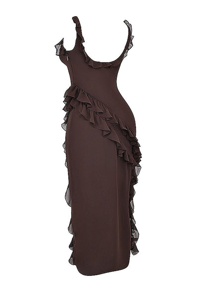 DALILA | VESTIDO LARGO CON VOLANTES