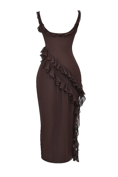 DALILA | VESTIDO LARGO CON VOLANTES
